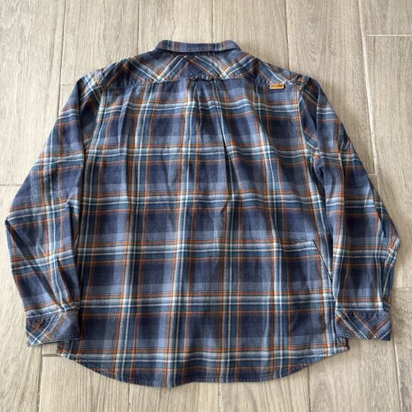 Off The Grid Destroyer Flannel Shirt Mens XXL Blue Plaid Button Up - Picture 7 of 12